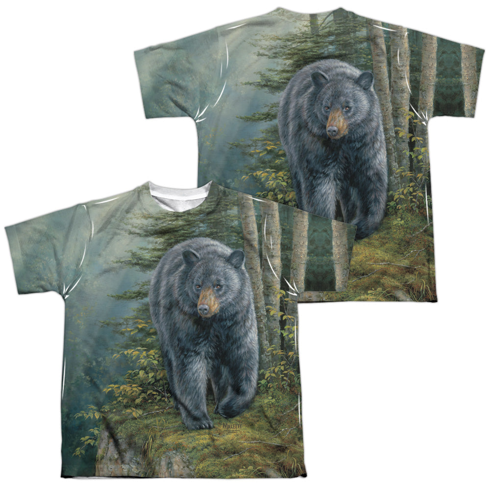 WILD WINGS/BLACK BEAR (FRONT/BACK PRINT) - S/S YOUTH POLY CREW - MULTI