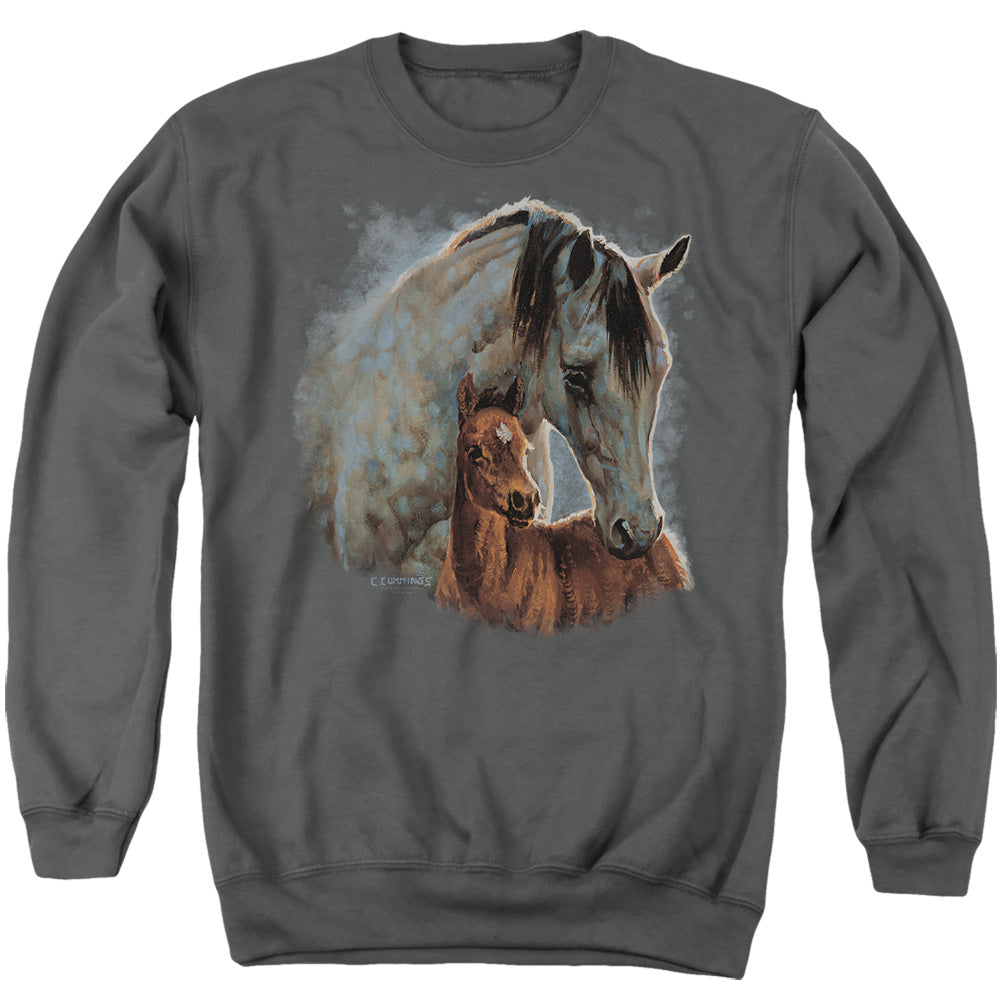 WILD WINGS/PAINTED HORSES - ADULT CREWNECK SWEATSHIRT - CHARCOAL