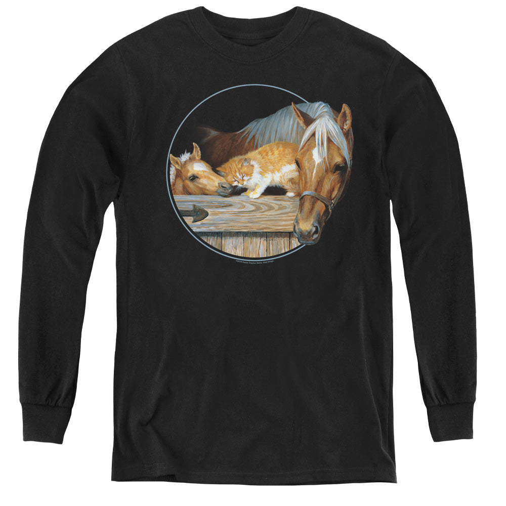 WILD WINGS/EVERYONE LOVES KITTY - YOUTH LONG SLEEVE TEE - BLACK