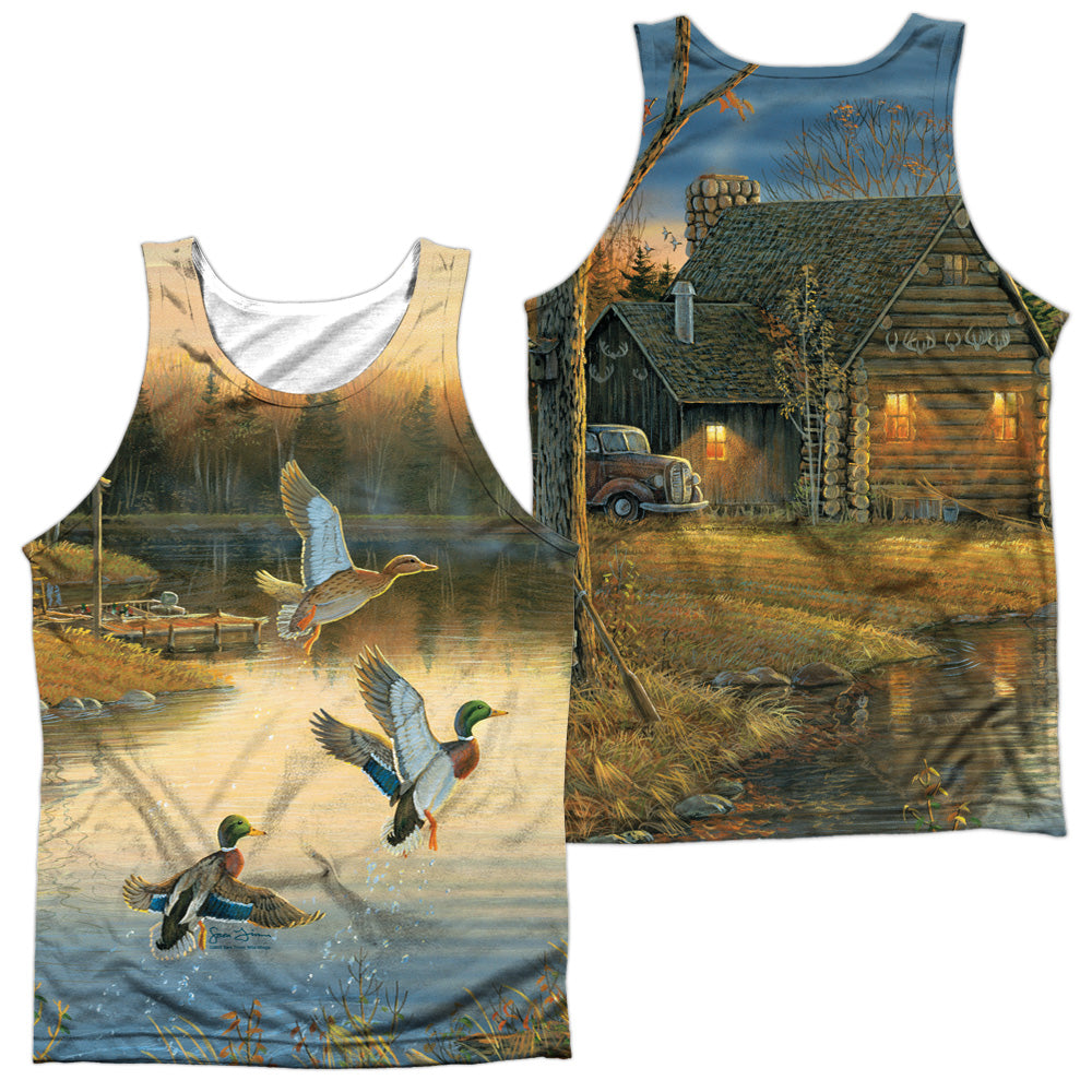 WILD WINGS/DUCKS OVER WATER (FRONT/BACK PRINT) - ADULT POLY TANK TOP - MULTI