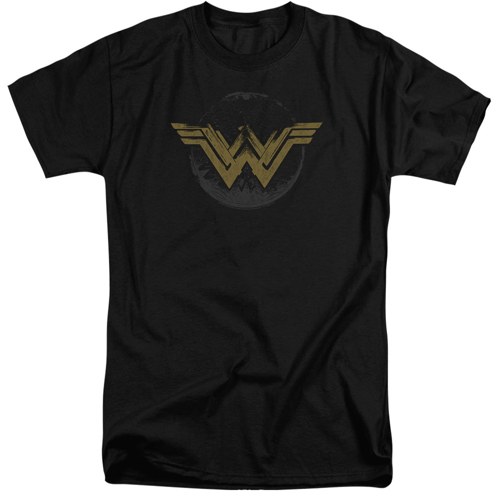 WONDER WOMAN MOVIE/DISTRESSED LOGO - S/S ADULT TALL 18/1 - BLACK