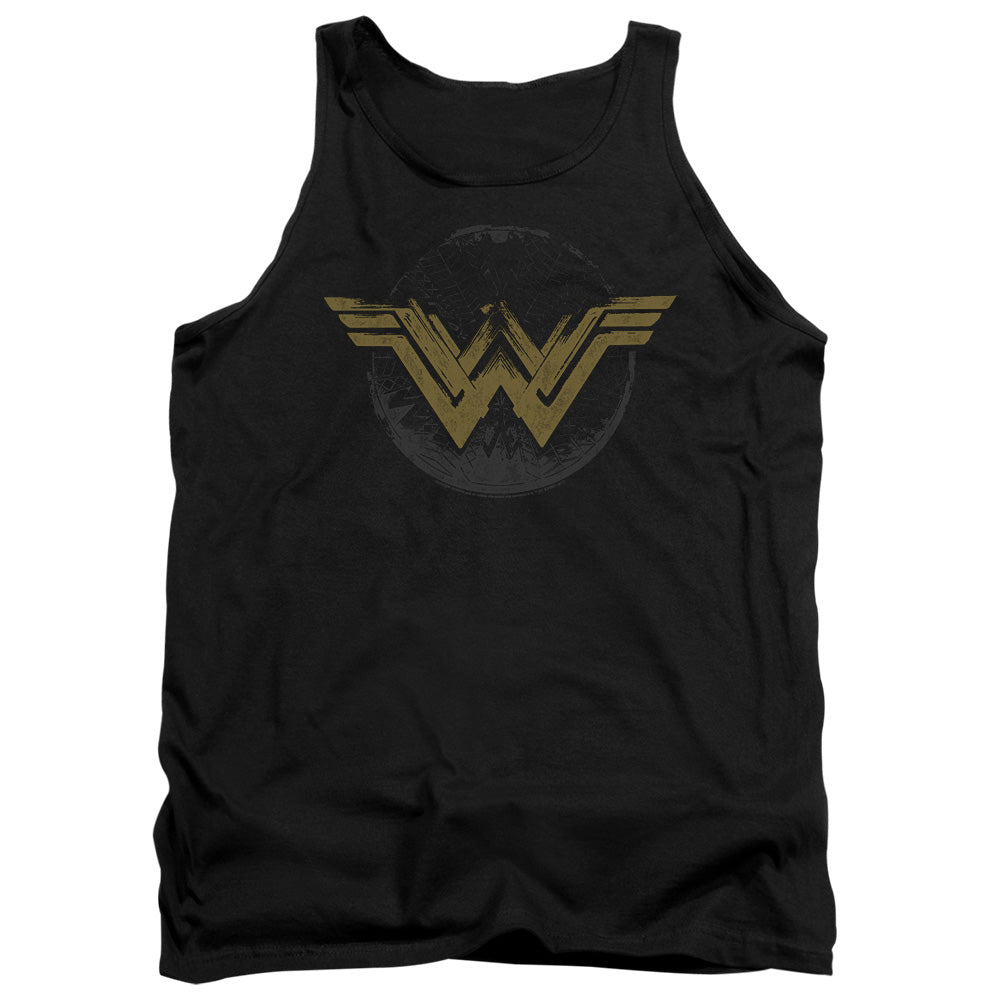 WONDER WOMAN MOVIE/DISTRESSED LOGO - ADULT TANK - BLACK