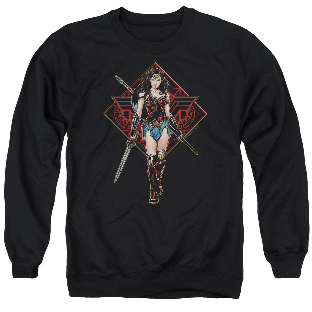 WONDER WOMAN MOVIE/WARRIOR - ADULT CREWNECK SWEATSHIRT - BLACK