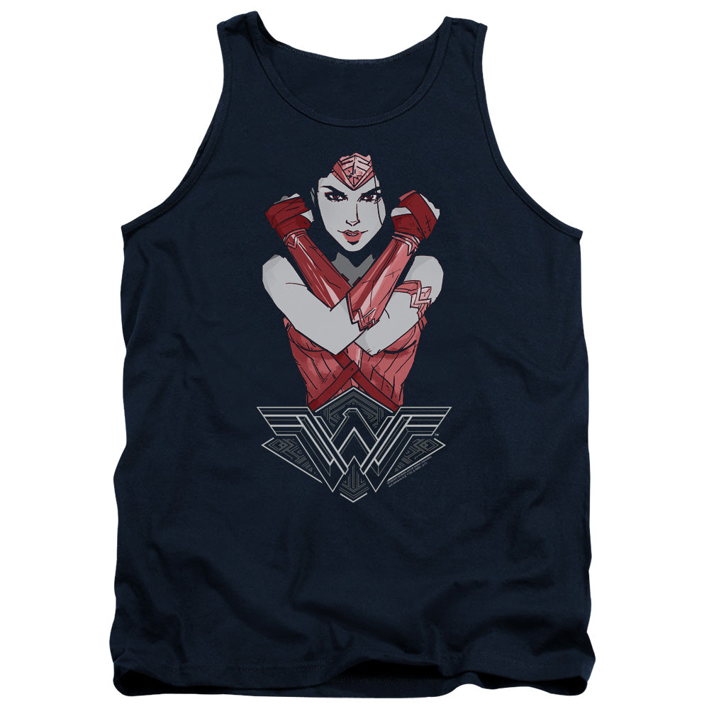 WONDER WOMAN MOVIE/AMAZON - ADULT TANK - NAVY