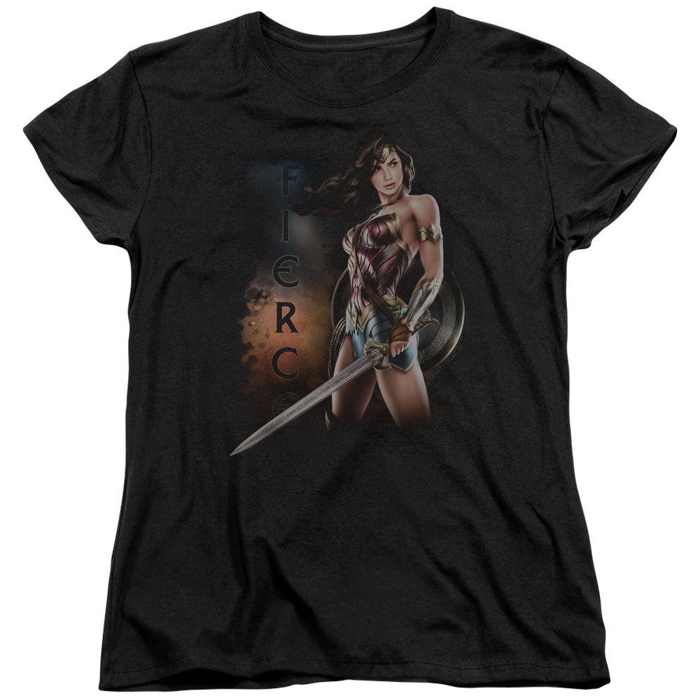 WONDER WOMAN MOVIE/FIERCE - S/S WOMENS TEE - BLACK