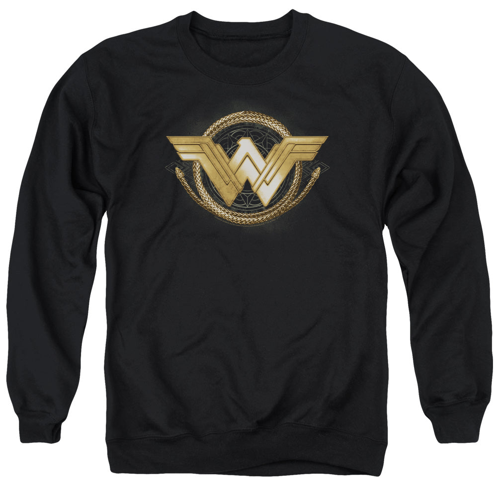 WONDER WOMAN MOVIE/LASSO LOGO - ADULT CREWNECK SWEATSHIRT - BLACK