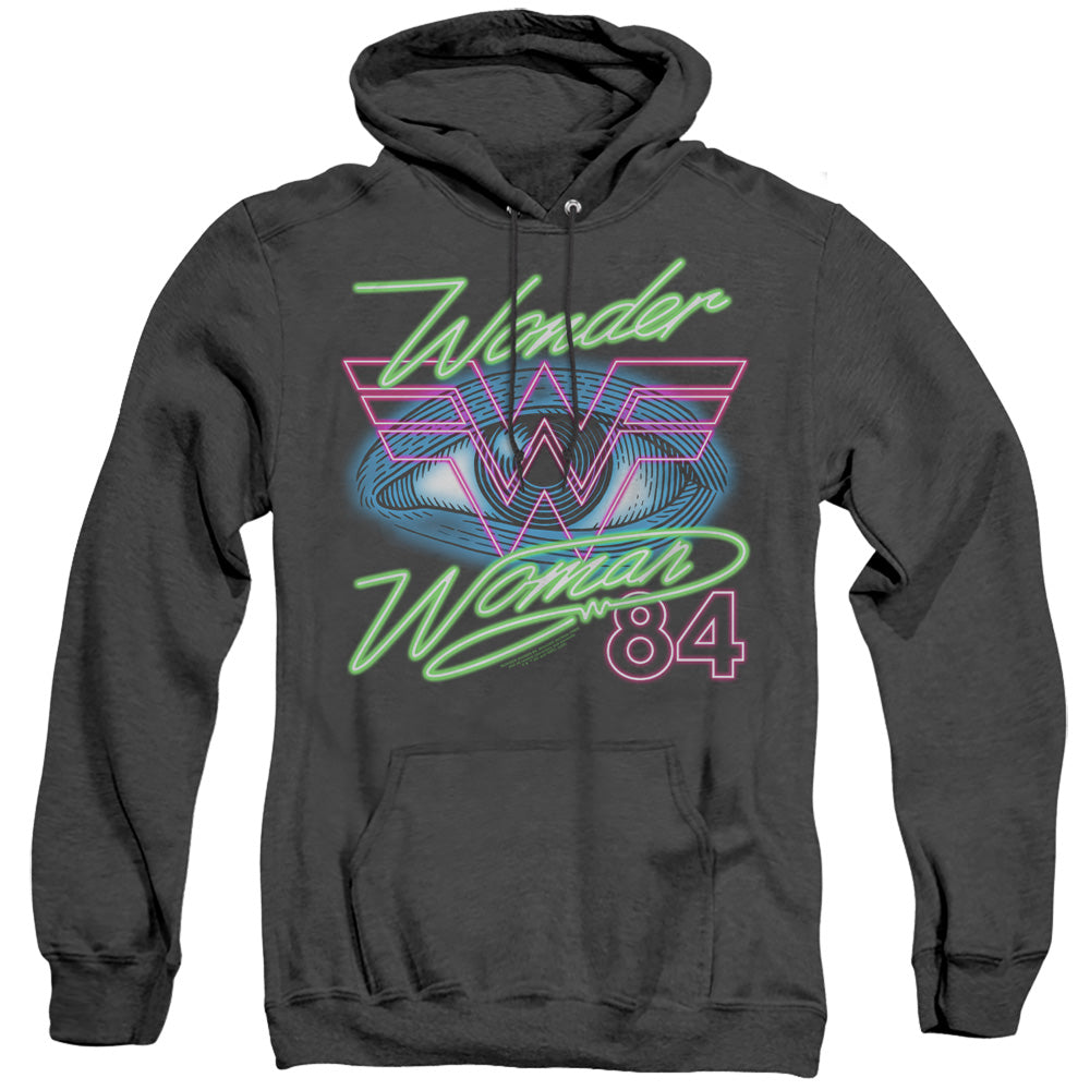 WONDER WOMAN 84/84 EYE - ADULT HEATHER HOODIE - BLACK
