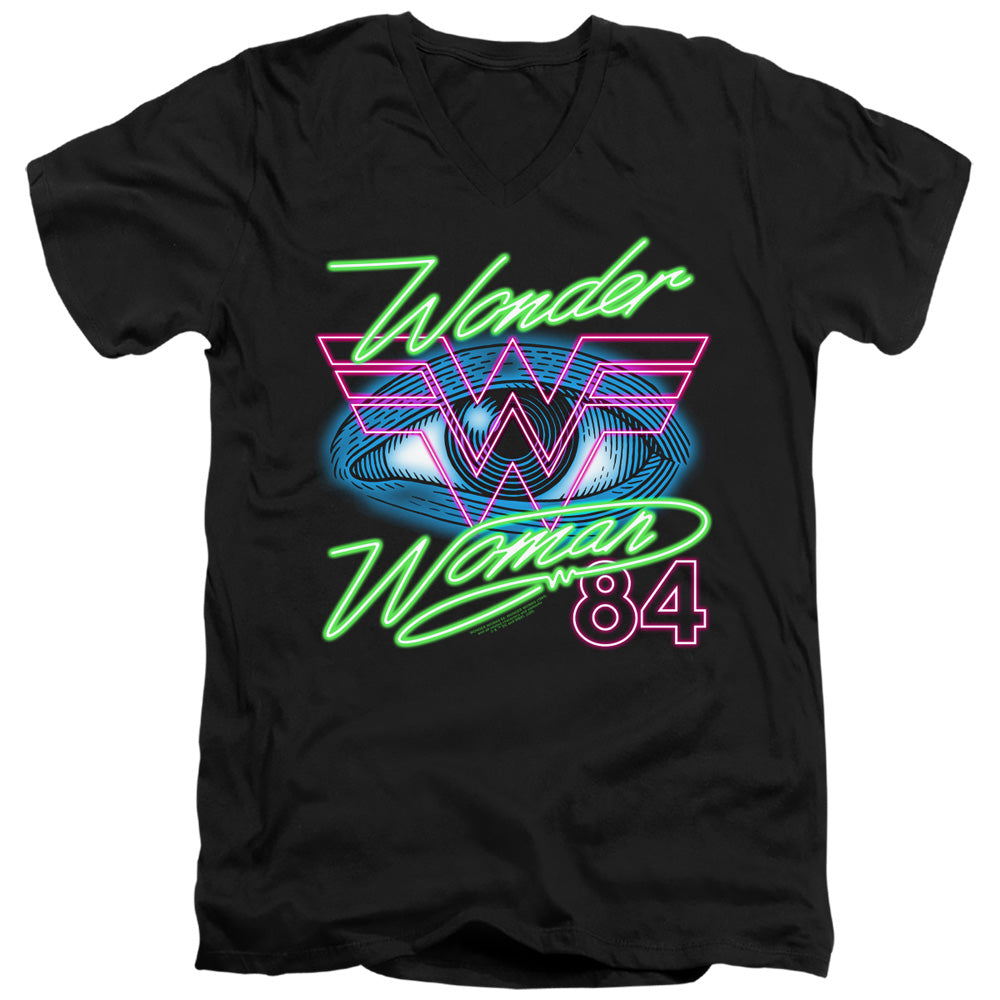 WONDER WOMAN 84/84 EYE - S/S ADULT V-NECK 30/1 - BLACK