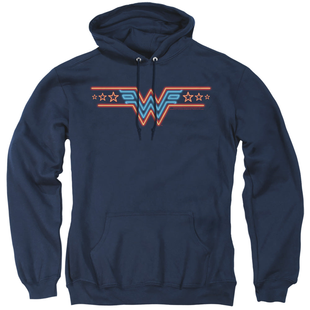 WONDER WOMAN 84/NEON BEAT - ADULT PULLOVER HOODIE - NAVY