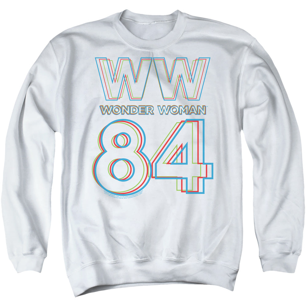 WONDER WOMAN 84/3D HYPE LOGO - ADULT CREWNECK SWEATSHIRT - WHITE