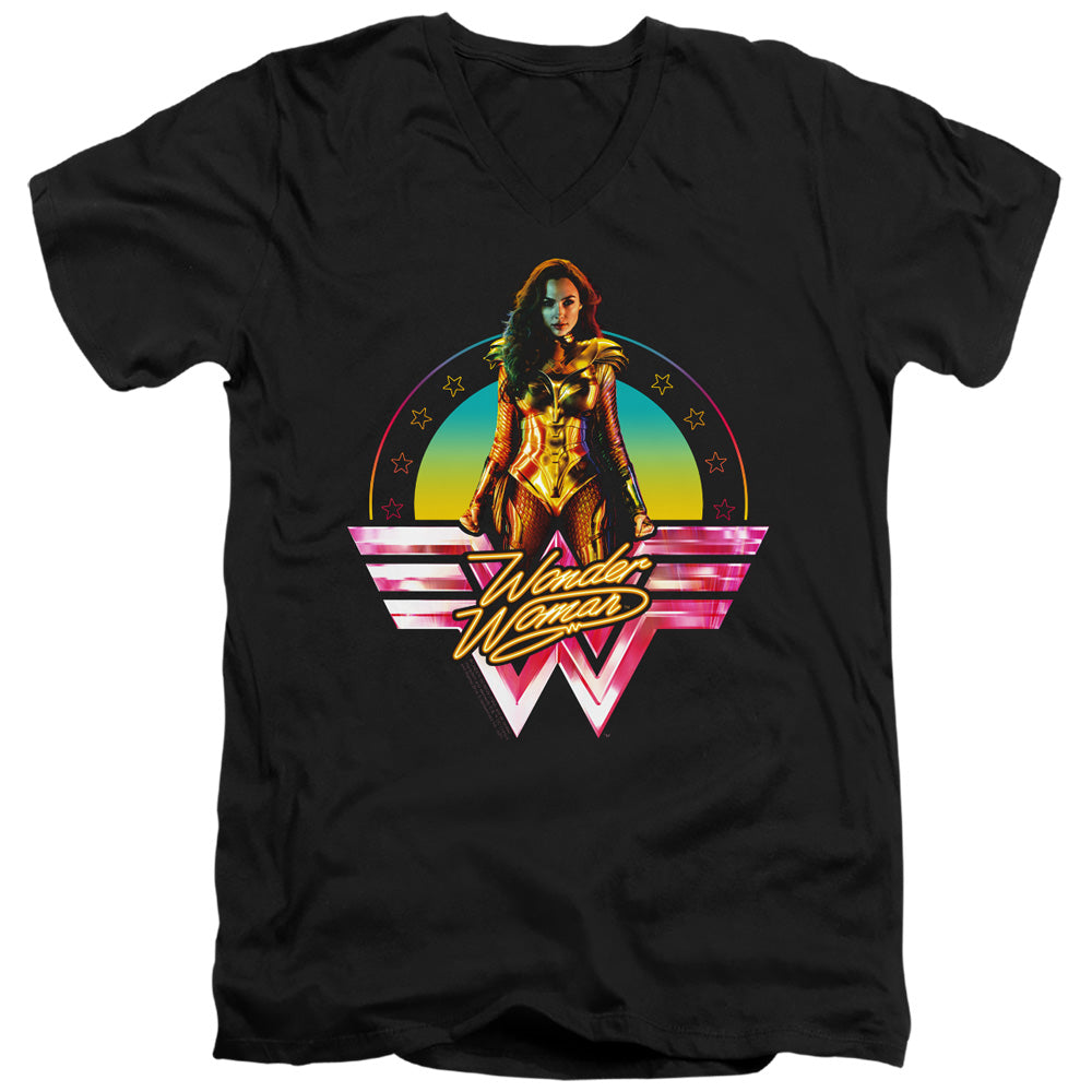 WONDER WOMAN 84/COLOR POP - S/S ADULT V-NECK 30/1 - BLACK