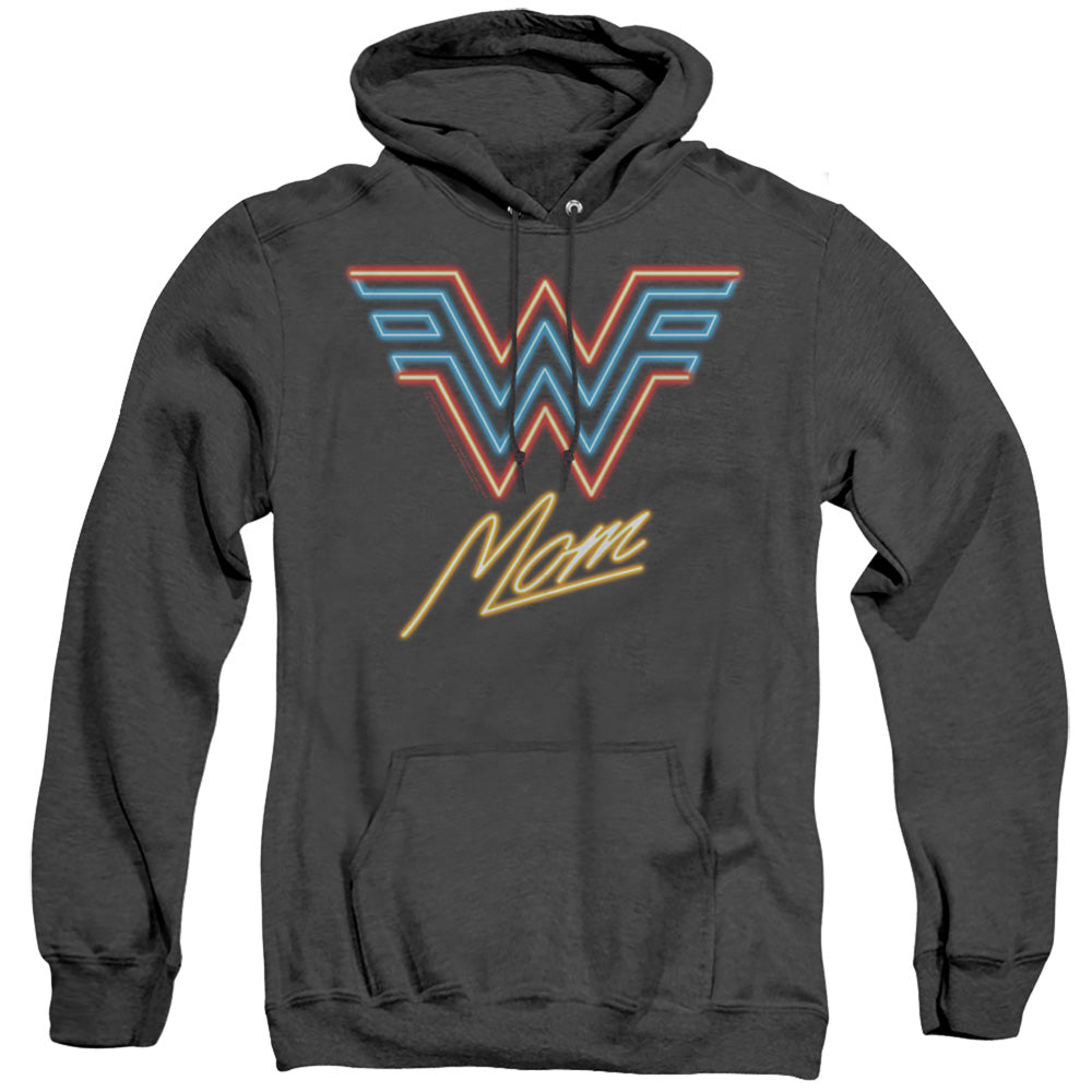 WONDER WOMAN 84/WONDER MOM NEON - ADULT HEATHER HOODIE - BLACK