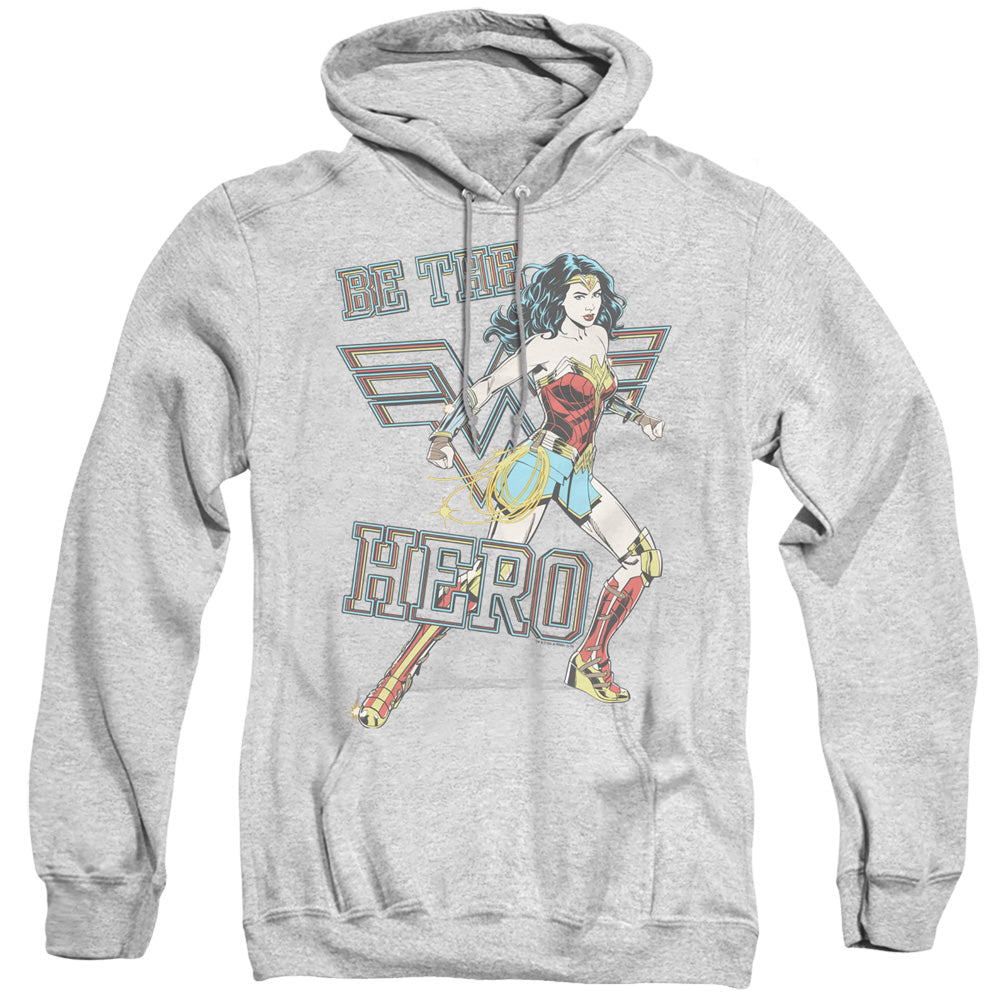 WONDER WOMAN 84/BE THE HERO - ADULT PULLOVER HOODIE - ATHLETIC HEATHER