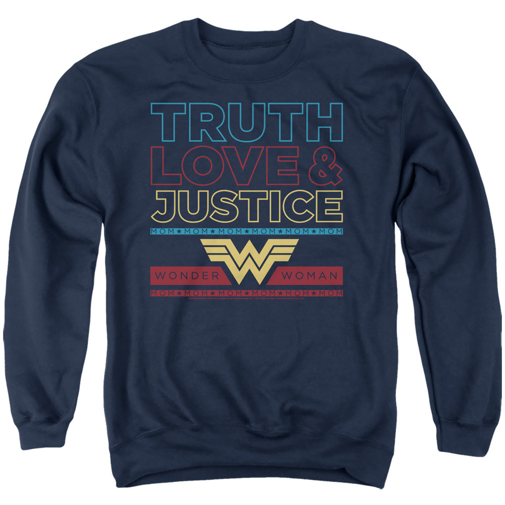 WONDER WOMAN 84/TRUTH LOVE JUSTICE - ADULT CREWNECK SWEATSHIRT - NAVY
