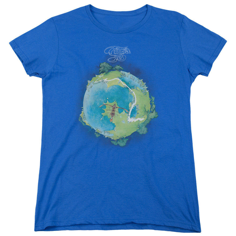YES/FRAGILE COVER - S/S WOMENS TEE - ROYAL BLUE