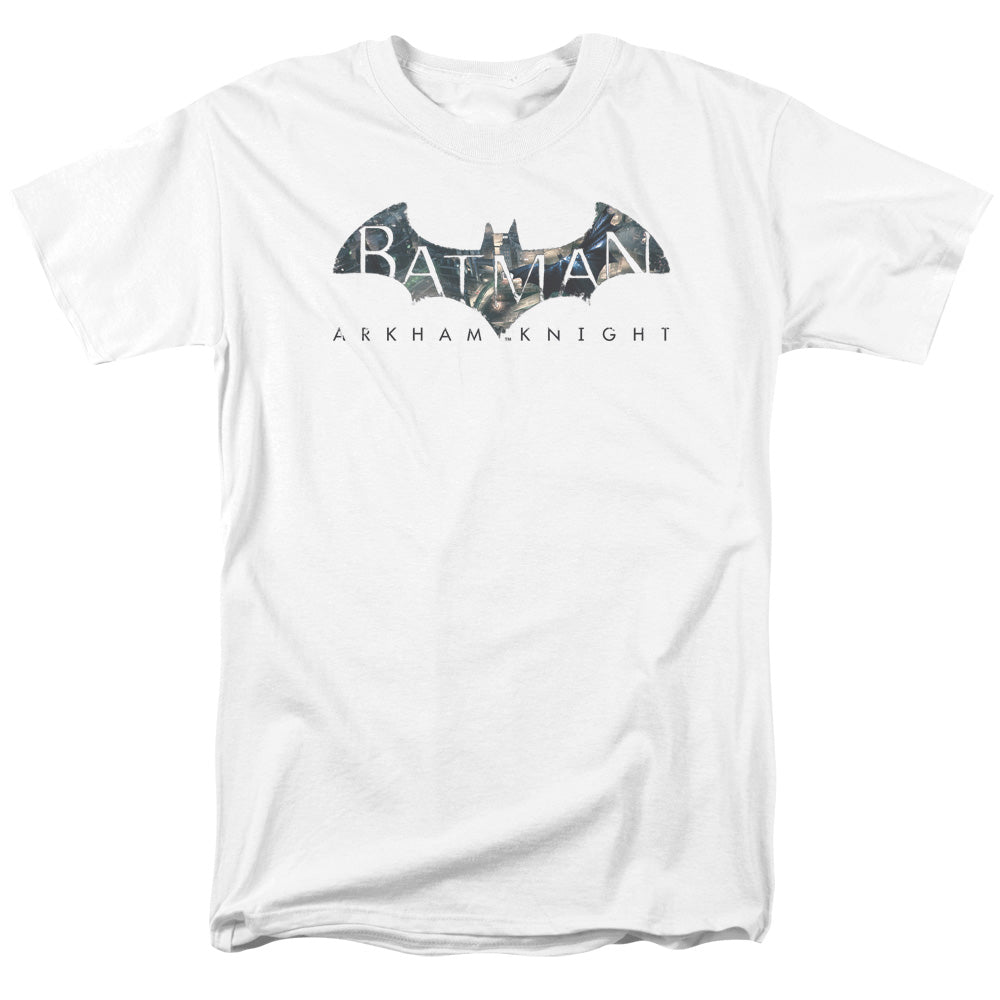 BATMAN ARKHAM KNIGHT/DESCENDING LOGO - S/S ADULT 18/1 - WHITE