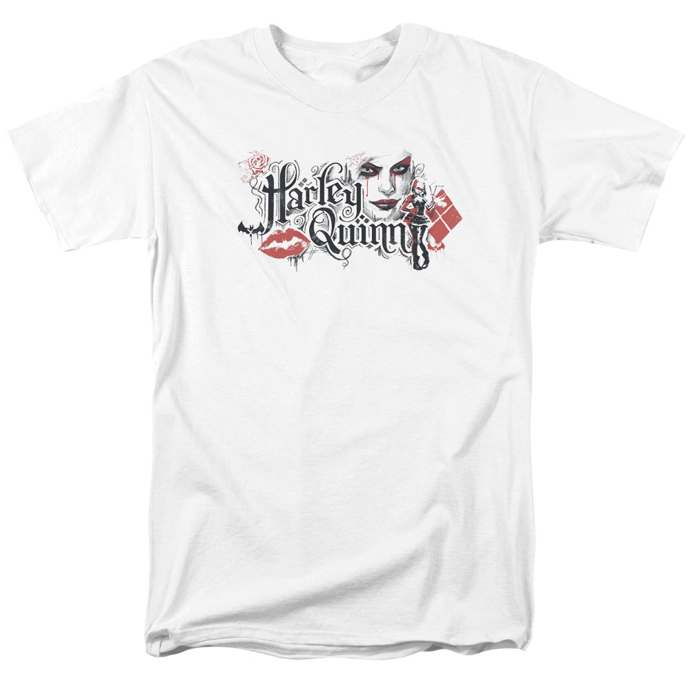 BATMAN ARKHAM KNIGHT/HARLEY QUINN LIPS - S/S ADULT 18/1 - WHITE