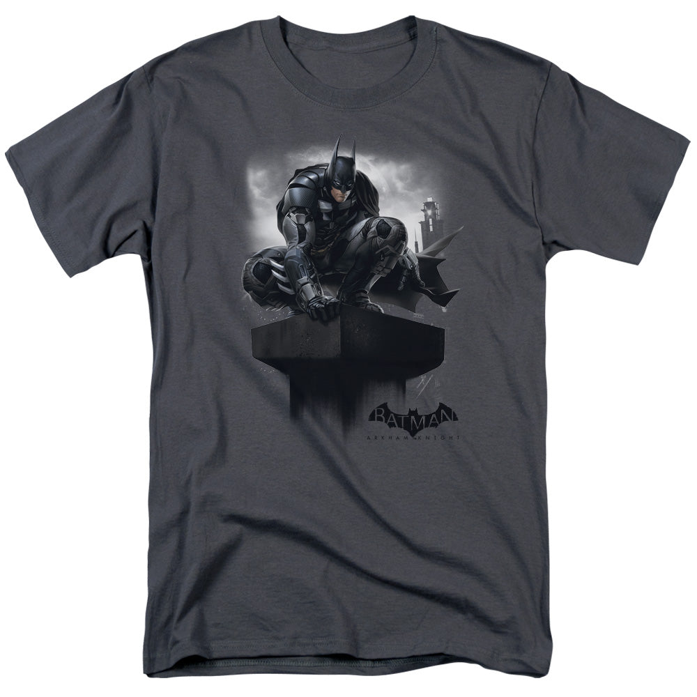 BATMAN ARKHAM KNIGHT/PERCHED - S/S ADULT 18/1 - CHARCOAL