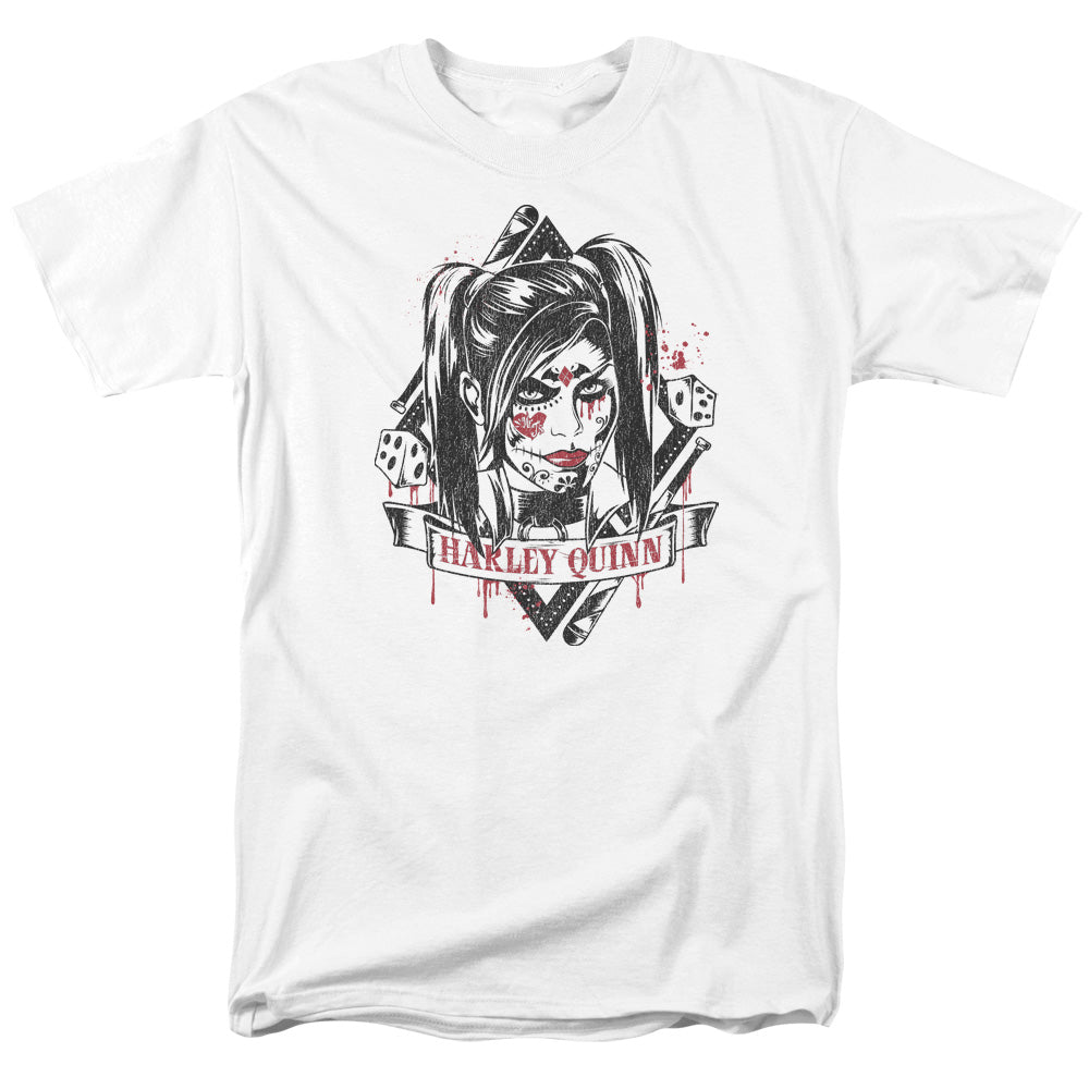 BATMAN ARKHAM KNIGHT/HARLEY QUINN SUGAR QUINN - S/S ADULT 18/1 - WHITE