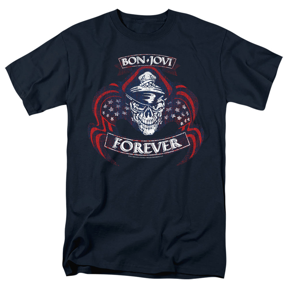 BON JOVI/FOREVER SKULL - S/S ADULT 18/1 - NAVY