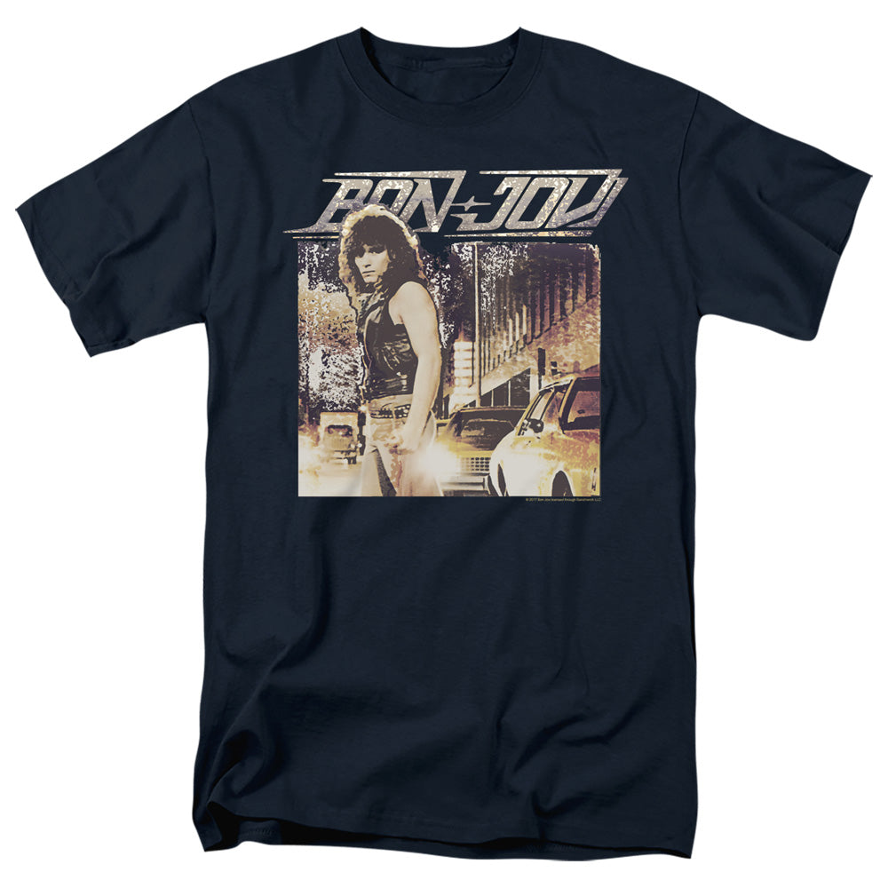 BON JOVI/RUNAWAY JON - S/S ADULT 18/1 - NAVY