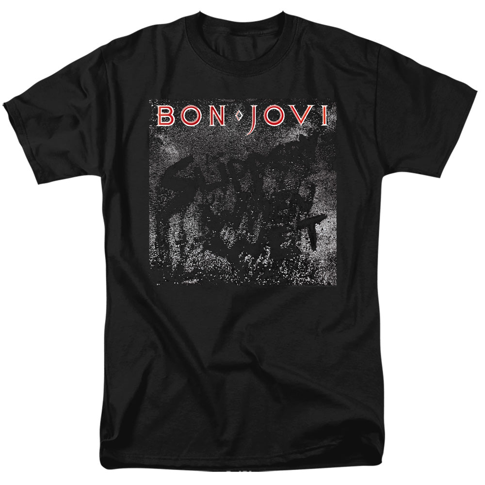 BON JOVI/SLIPPERY COVER - S/S ADULT 18/1 - BLACK