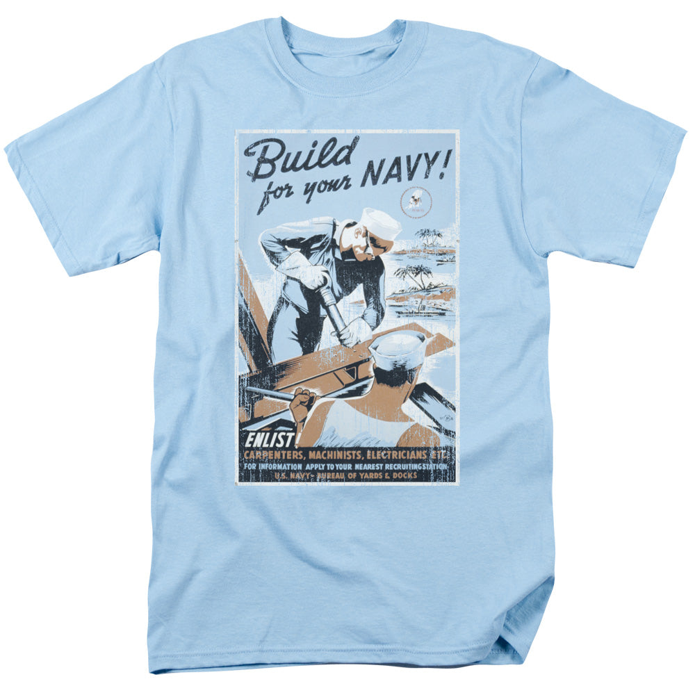 NAVY/BUILD YOUR NAVY - S/S ADULT 18/1 - LIGHT BLUE