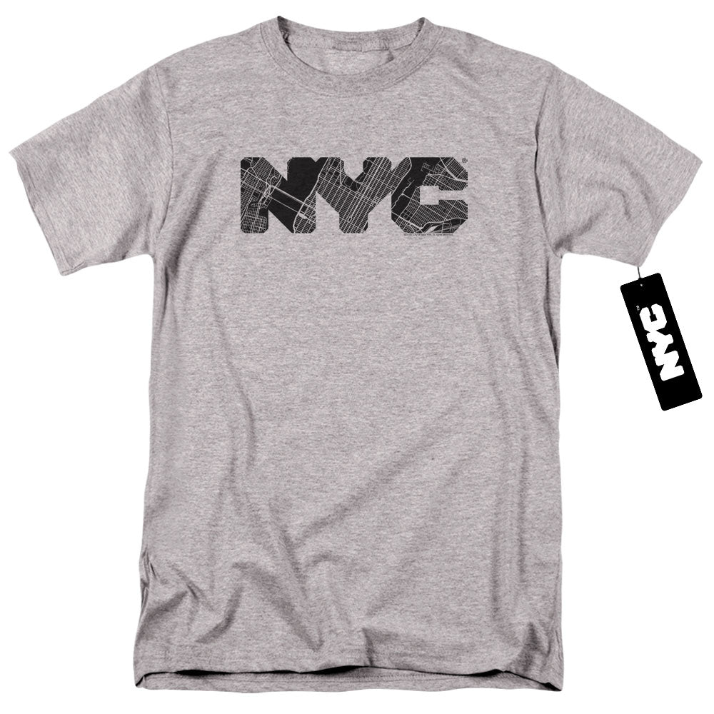 NEW YORK CITY/NYC MAP FILL - S/S ADULT 18/1 - ATHLETIC HEATHER