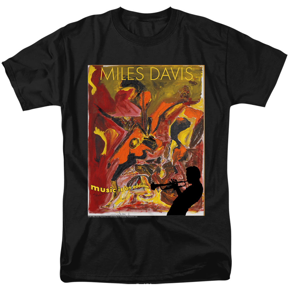 MILES DAVIS/MUSIC IS AN ADDICTION - S/S ADULT 18/1 - BLACK