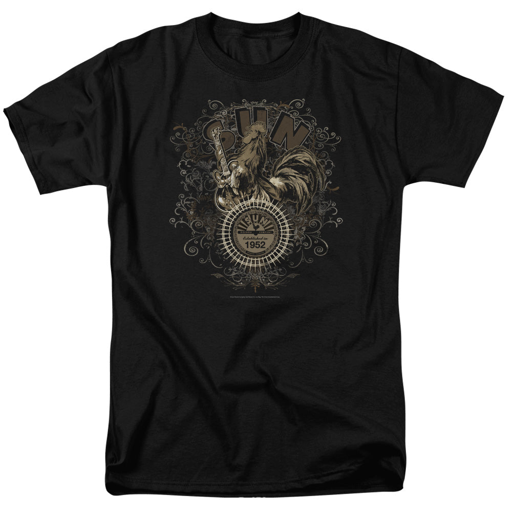SUN/SCROLL AROUND ROOSTER - S/S ADULT 18/1 - BLACK