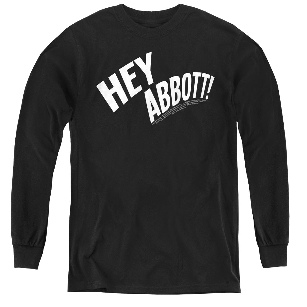 ABBOTT & COSTELLO/HEY ABBOTT - YOUTH LONG SLEEVE TEE - BLACK
