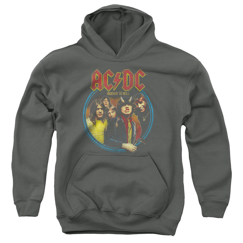 ACDC/HIGHWAY TO HELL - YOUTH PULLOVER HOODIE - CHARCOAL