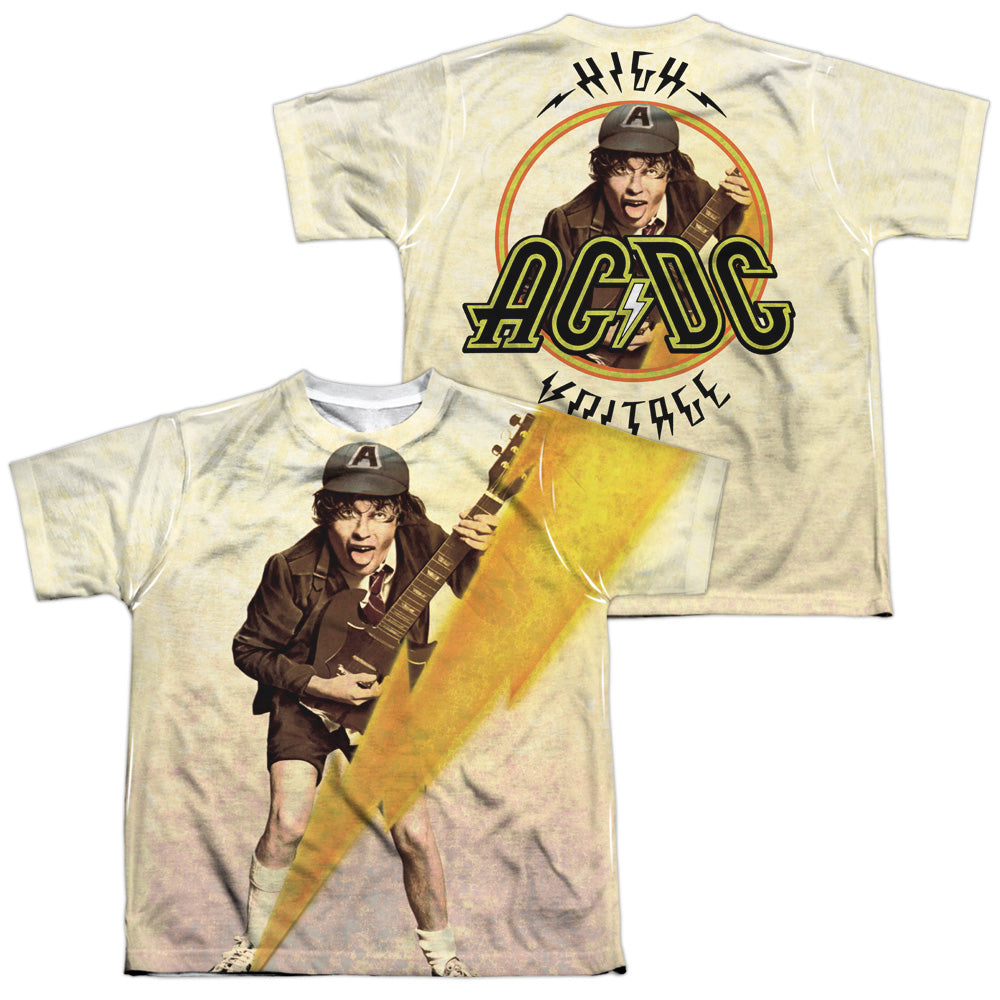 ACDC/HIGHER VOLTAGE (FRONT/BACK PRINT) - S/S YOUTH POLY CREW - MULTI