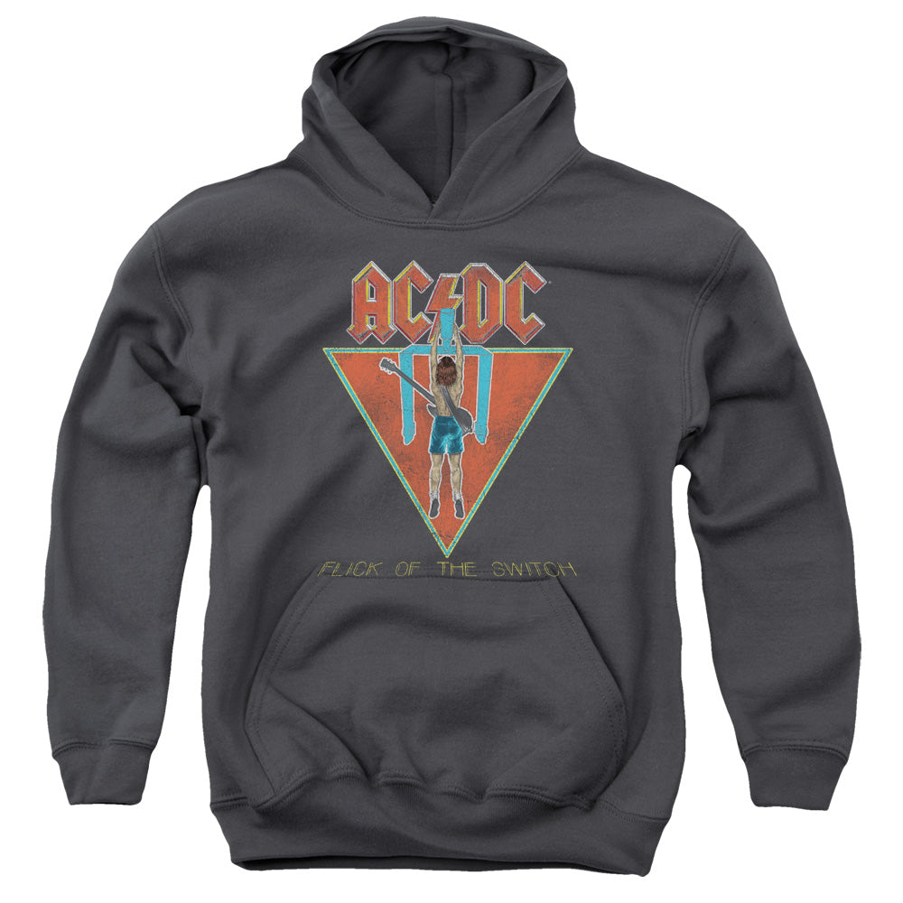 ACDC/FLICK OF THE SWITCH - YOUTH PULLOVER HOODIE - CHARCOAL