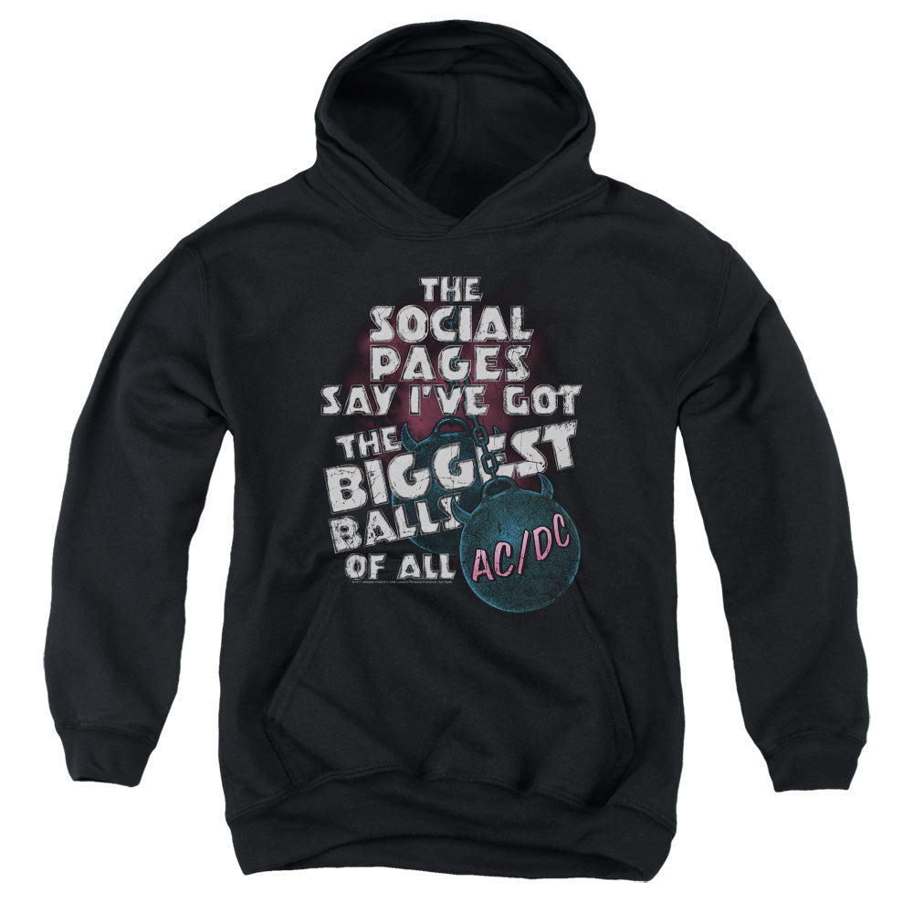ACDC/BIG BALLS - YOUTH PULLOVER HOODIE - BLACK