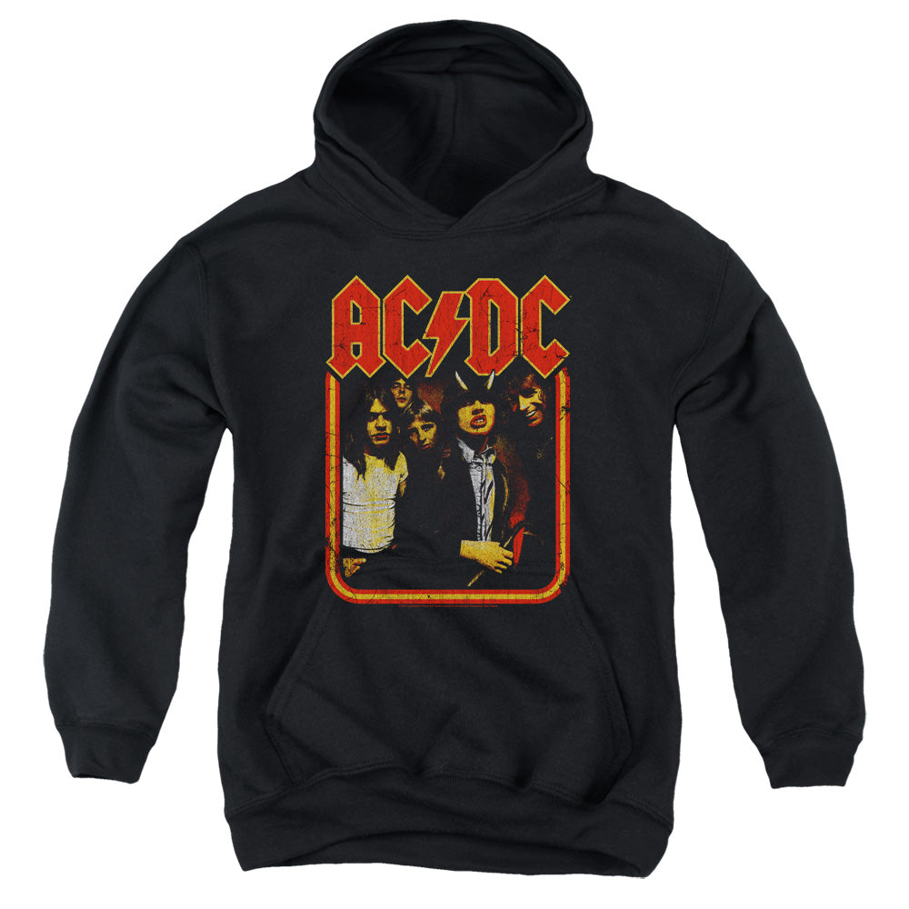 ACDC/GROUP DISTRESSED - YOUTH PULLOVER HOODIE - BLACK