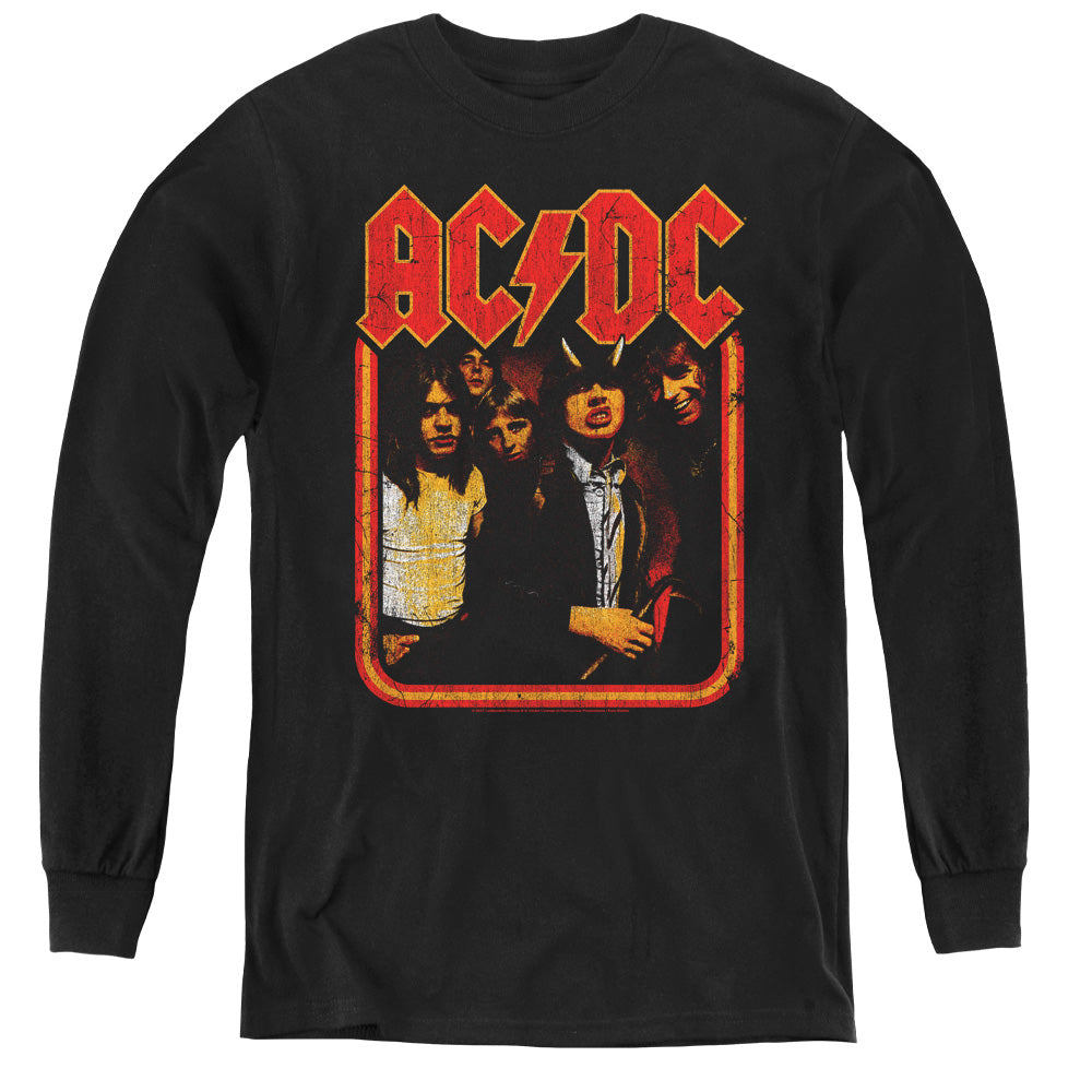 ACDC/GROUP DISTRESSED - YOUTH LONG SLEEVE TEE - BLACK