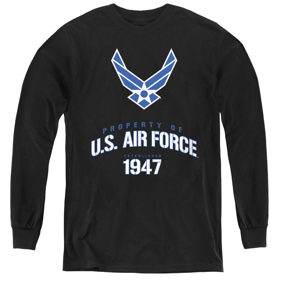 AIR FORCE/PROPERTY OF - YOUTH LONG SLEEVE TEE - BLACK