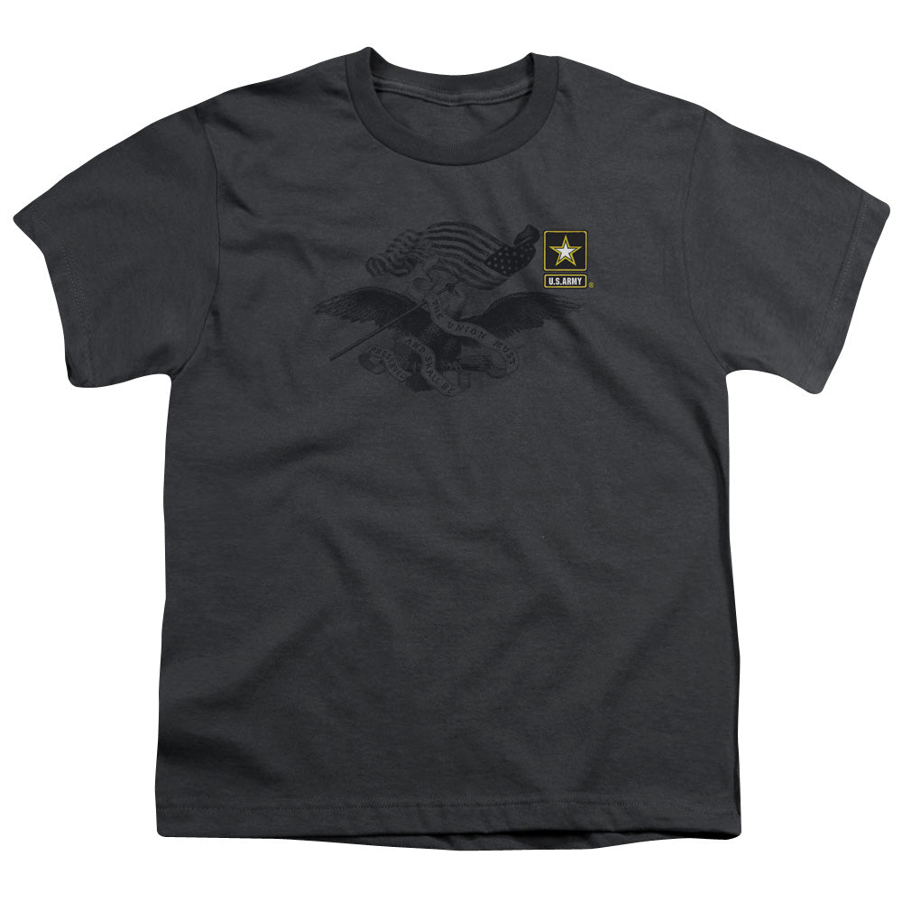 ARMY/LEFT CHEST - S/S YOUTH 18/1 - CHARCOAL