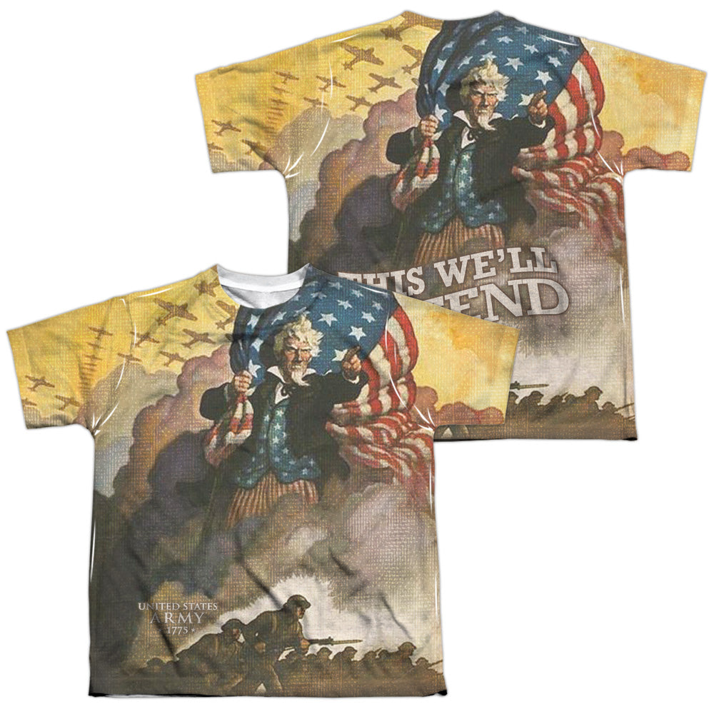 ARMY/VINTAGE POSTER (FRONT/BACK PRINT) - S/S YOUTH POLY CREW - MULTI