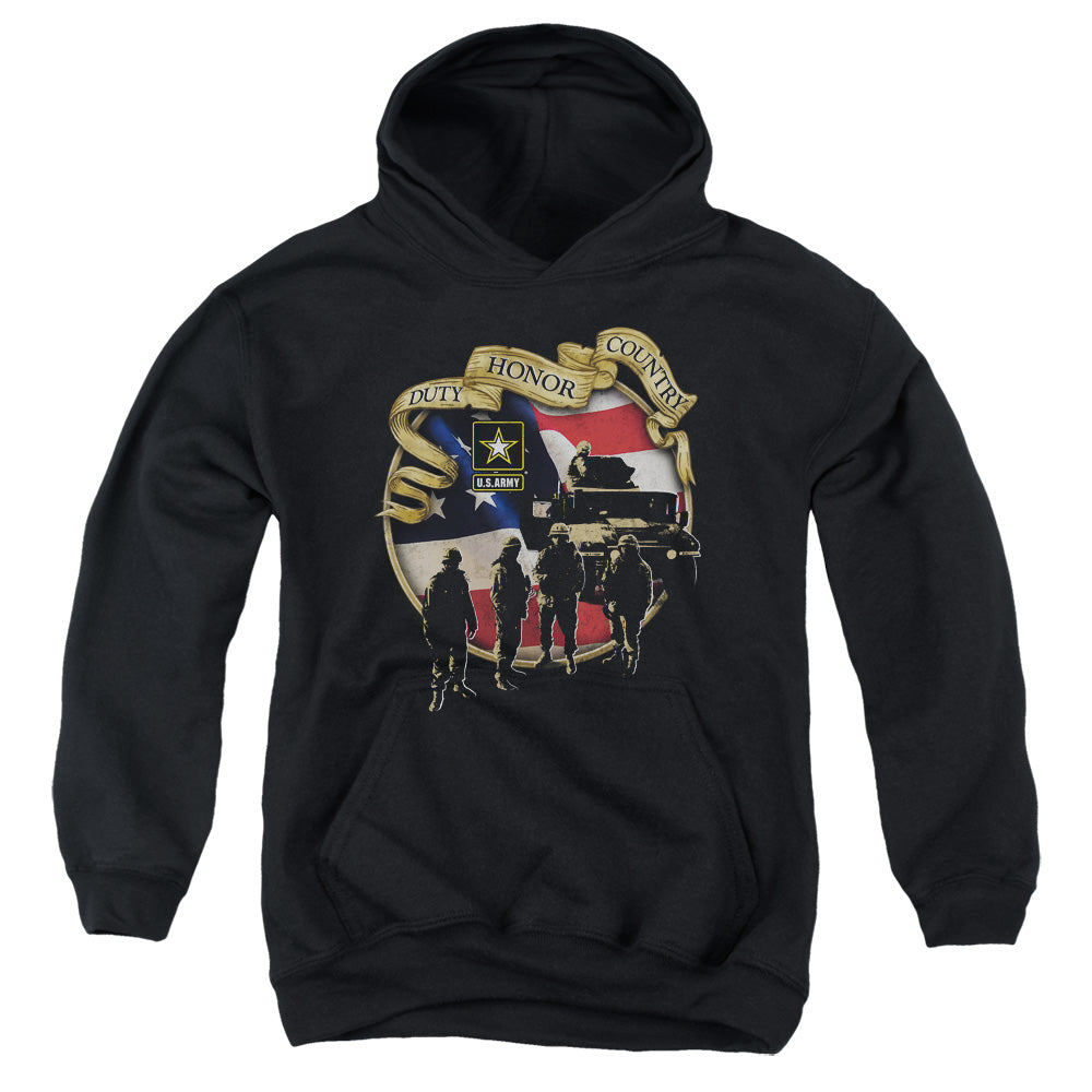 ARMY/DUTY HONOR COUNTRY - YOUTH PULLOVER HOODIE - BLACK