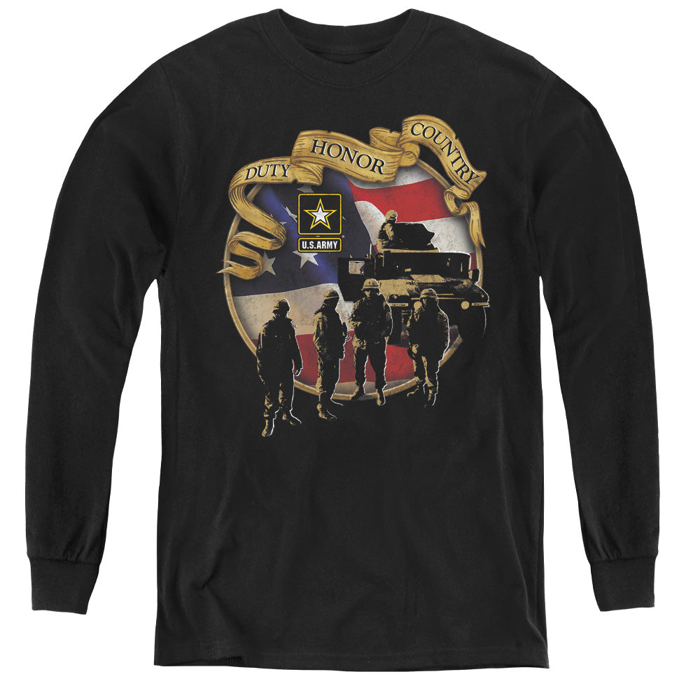ARMY/DUTY HONOR COUNTRY - YOUTH LONG SLEEVE TEE - BLACK