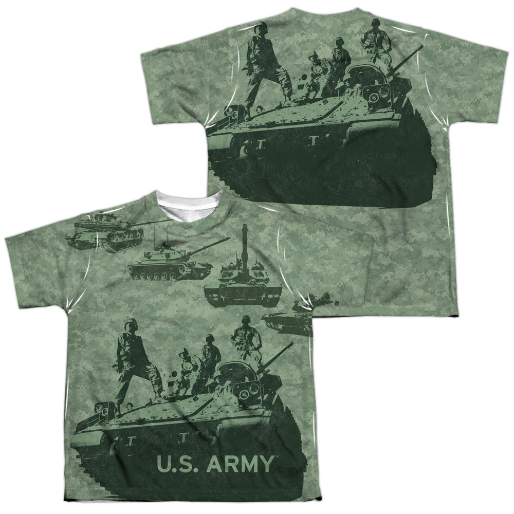 ARMY/TANK UP (FRONT/BACK PRINT) - S/S YOUTH POLY CREW - MULTI