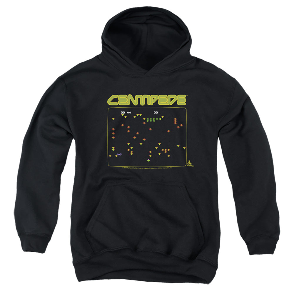 ATARI/CENTIPEDE SCREEN - YOUTH PULLOVER HOODIE - BLACK