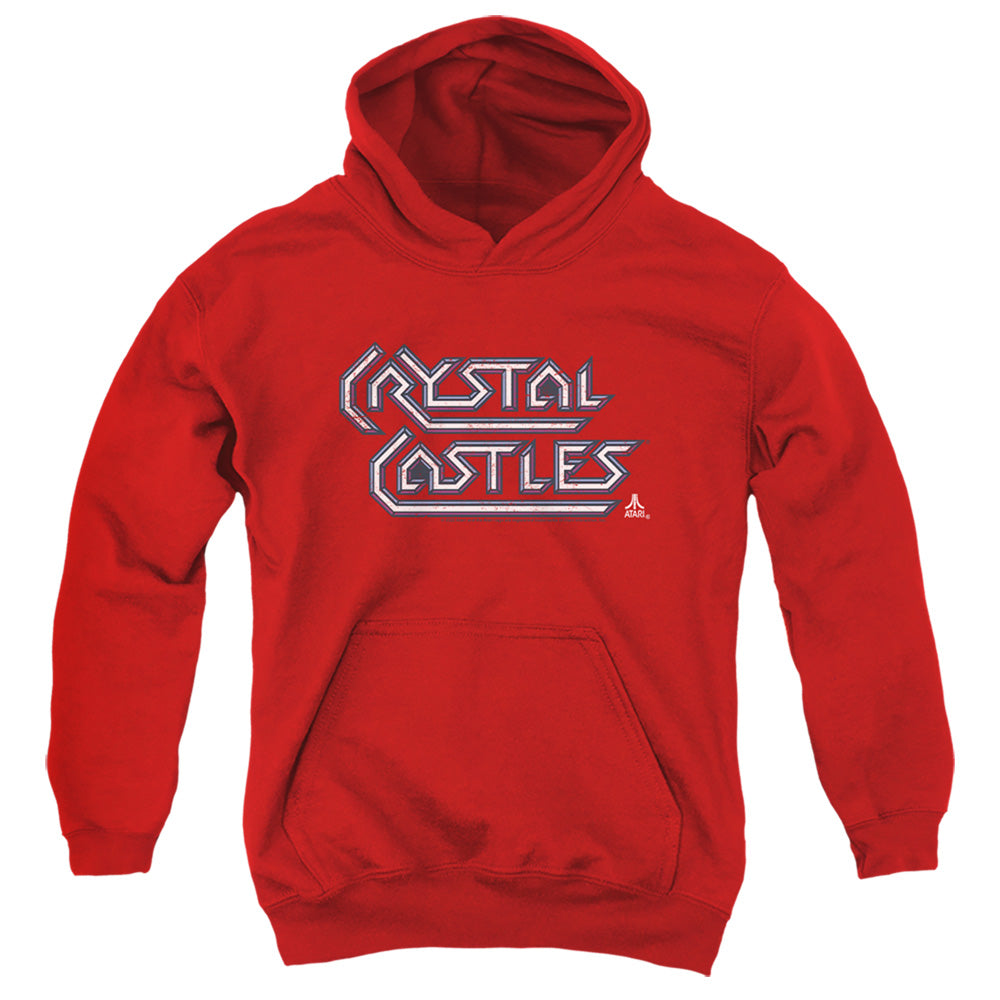 ATARI/CRYSTAL CASTLES LOGO - YOUTH PULLOVER HOODIE - RED