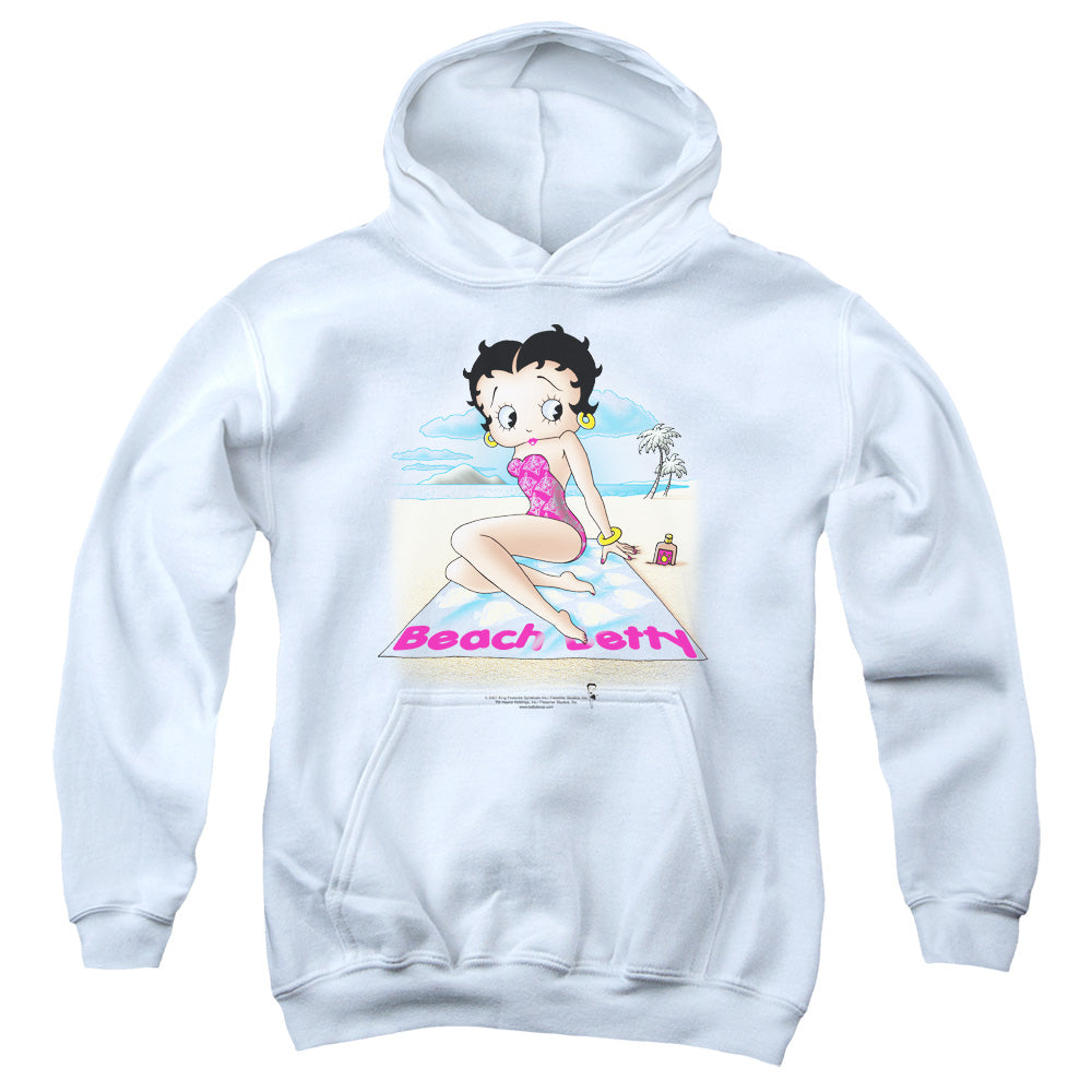 BETTY BOOP/BEACH BETTY - YOUTH PULLOVER HOODIE - WHITE