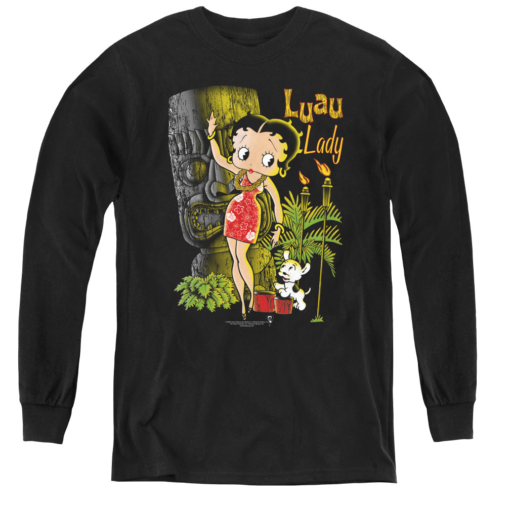 BETTY BOOP/LUAU LADY - YOUTH LONG SLEEVE TEE - BLACK