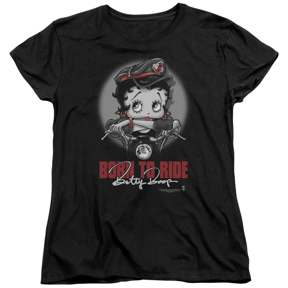 BETTY BOOP/BORN TO RIDE - S/S WOMENS TEE - BLACK