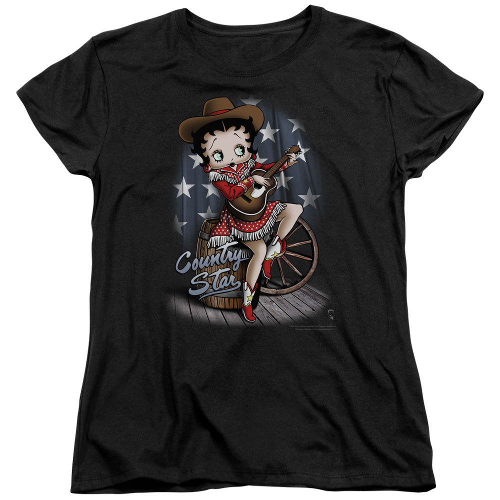BETTY BOOP/COUNTRY STAR - S/S WOMENS TEE - BLACK
