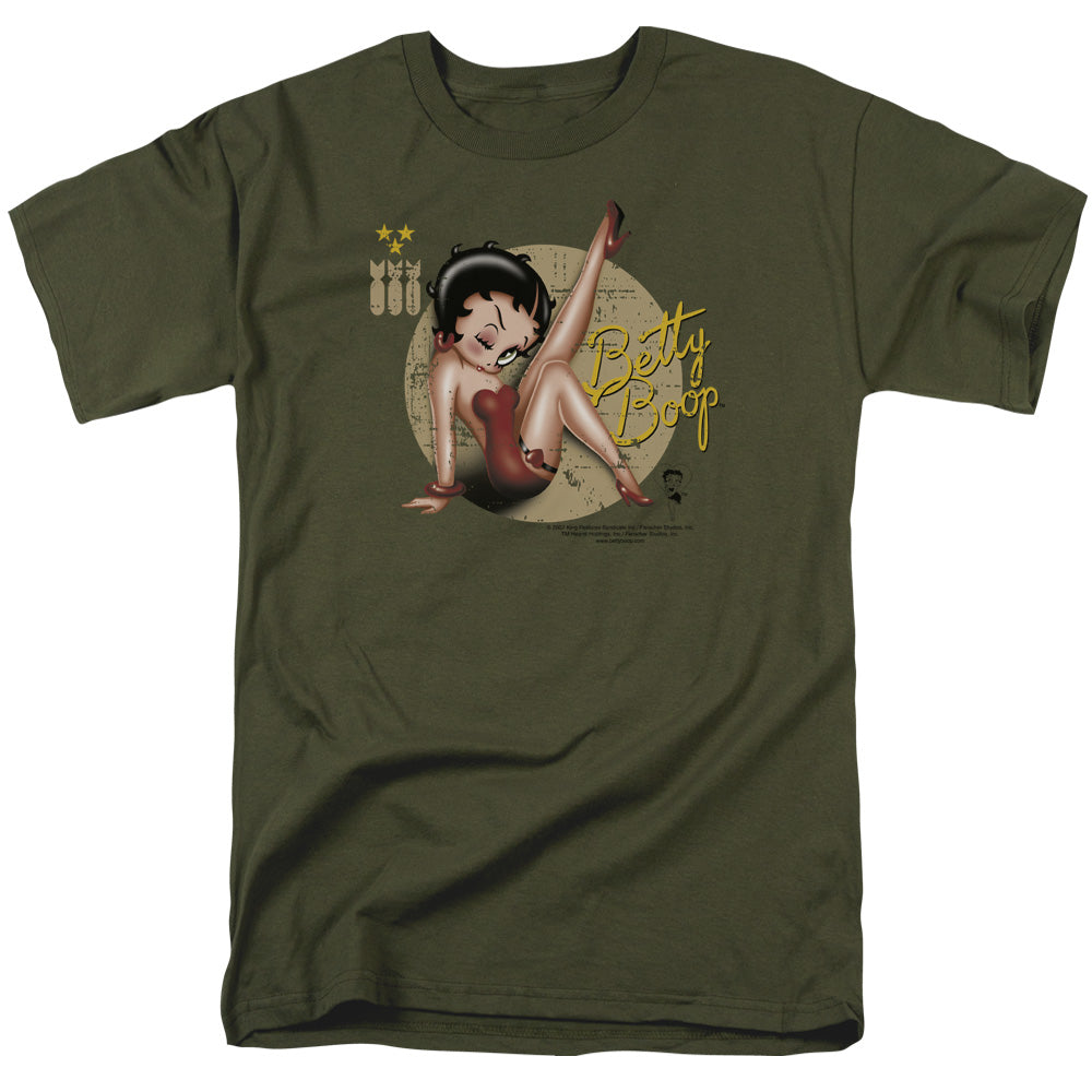 BETTY BOOP/NOSE ART - S/S ADULT 18/1 - MILITARY GREEN